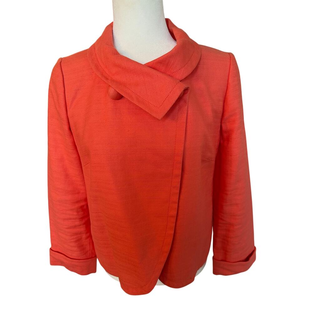J Crew Women’s Blazer Cropped Linen Blend Lined Melon 4 Vintage Y2K Career